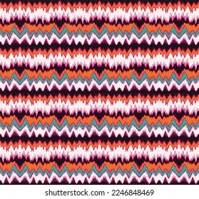 Vector nordic ornament. winter scandinavian seamless pattern, border design for fashion fabric, knit, textile, cross embroidery. Norwegian background with red and blue colors