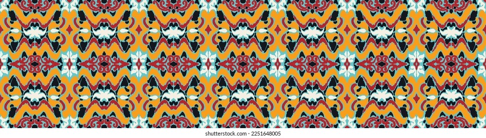 Vector nordic ornament. winter scandinavian seamless pattern, border design for fashion fabric, knit, textile, cross embroidery. Norwegian background with red and blue colors