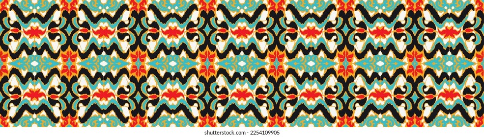 Vector nordic ornament. winter scandinavian seamless pattern, border design for fashion fabric, knit, textile, cross embroidery. Norwegian background with red and blue colors