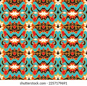 Vector nordic ornament. winter scandinavian seamless pattern, border design for fashion fabric, knit, textile, cross embroidery. Norwegian background with red and blue colors