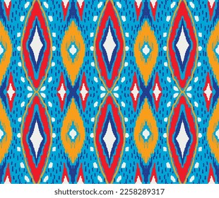 Vector nordic ornament. winter scandinavian seamless pattern, border design for fashion fabric, knit, textile, cross embroidery. Norwegian background with red and blue colors
