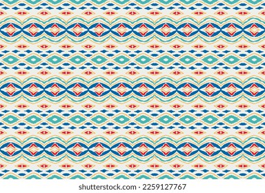 Vector nordic ornament. winter scandinavian seamless pattern, border design for fashion fabric, knit, textile, cross embroidery. Norwegian background with red and blue colors