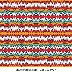Vector nordic ornament. winter scandinavian seamless pattern, border design for fashion fabric, knit, textile, cross embroidery. Norwegian background with red and blue colors