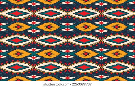 Vector nordic ornament. winter scandinavian seamless pattern, border design for fashion fabric, knit, textile, cross embroidery. Norwegian background with red and blue colors