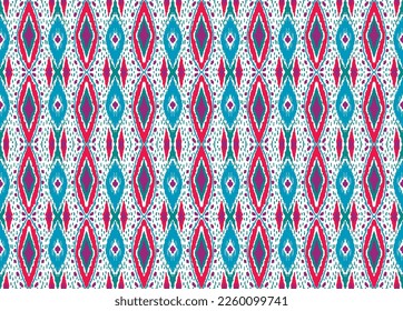 Vector nordic ornament. winter scandinavian seamless pattern, border design for fashion fabric, knit, textile, cross embroidery. Norwegian background with red and blue colors