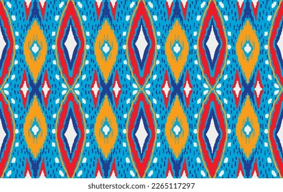 Vector nordic ornament. winter scandinavian seamless pattern, border design for fashion fabric, knit, textile, cross embroidery. Norwegian background with red and blue colors
