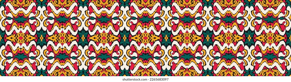 Vector nordic ornament. winter scandinavian seamless pattern, border design for fashion fabric, knit, textile, cross embroidery. Norwegian background with red and blue colors