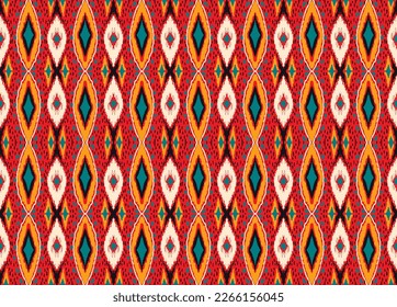 Vector nordic ornament. winter scandinavian seamless pattern, border design for fashion fabric, knit, textile, cross embroidery. Norwegian background with red and blue colors