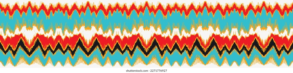 Vector nordic ornament. winter scandinavian seamless pattern, border design for fashion fabric, knit, textile, cross embroidery. Norwegian background with red and blue colors