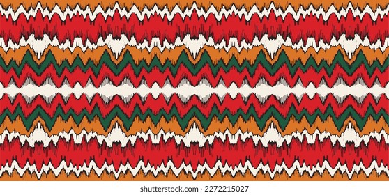 Vector nordic ornament. winter scandinavian seamless pattern, border design for fashion fabric, knit, textile, cross embroidery. Norwegian background with red and blue colors