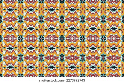 Vector nordic ornament. winter scandinavian seamless pattern, border design for fashion fabric, knit, textile, cross embroidery. Norwegian background with red and blue colors