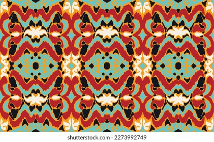 Vector nordic ornament. winter scandinavian seamless pattern, border design for fashion fabric, knit, textile, cross embroidery. Norwegian background with red and blue colors