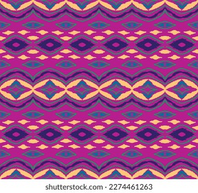 Vector nordic ornament. winter scandinavian seamless pattern, border design for fashion fabric, knit, textile, cross embroidery. Norwegian background with red and blue colors