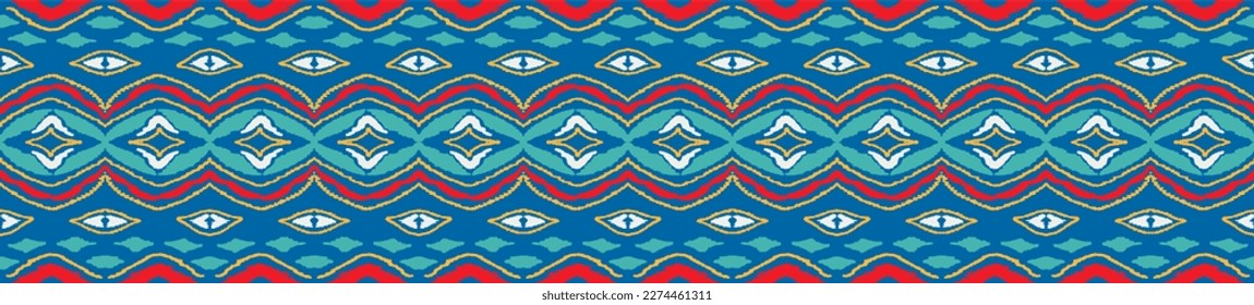 Vector nordic ornament. winter scandinavian seamless pattern, border design for fashion fabric, knit, textile, cross embroidery. Norwegian background with red and blue colors
