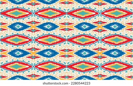 Vector nordic ornament. winter scandinavian seamless pattern, border design for fashion fabric, knit, textile, cross embroidery. Norwegian background with red and blue colors