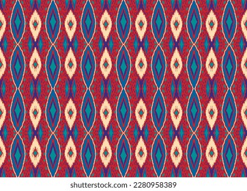 Vector nordic ornament. winter scandinavian seamless pattern, border design for fashion fabric, knit, textile, cross embroidery. Norwegian background with red and blue colors