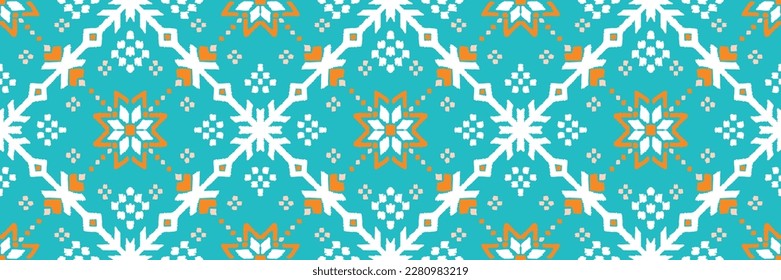 Vector nordic ornament. winter scandinavian seamless pattern, border design for fashion fabric, knit, textile, cross embroidery. Norwegian background with red and blue colors