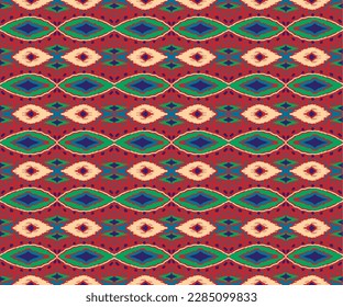 Vector nordic ornament. winter scandinavian seamless pattern, border design for fashion fabric, knit, textile, cross embroidery. Norwegian background with red and blue colors