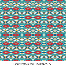 Vector nordic ornament. winter scandinavian seamless pattern, border design for fashion fabric, knit, textile, cross embroidery. Norwegian background with red and blue colors