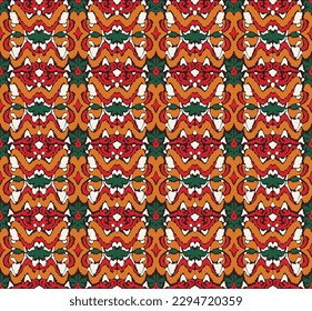Vector nordic ornament. winter scandinavian seamless pattern, border design for fashion fabric, knit, textile, cross embroidery. Norwegian background with red and blue colors