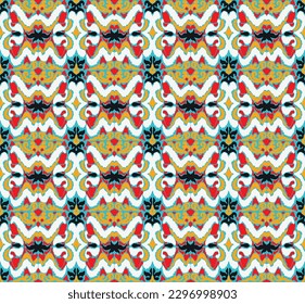Vector nordic ornament. winter scandinavian seamless pattern, border design for fashion fabric, knit, textile, cross embroidery. Norwegian background with red and blue colors
