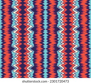 Vector nordic ornament. winter scandinavian seamless pattern, border design for fashion fabric, knit, textile, cross embroidery. Norwegian background with red and blue colors