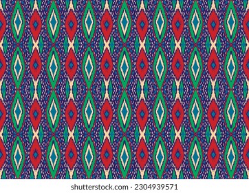 Vector nordic ornament. winter scandinavian seamless pattern, border design for fashion fabric, knit, textile, cross embroidery. Norwegian background with red and blue colors
