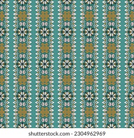 Vector nordic ornament. winter scandinavian seamless pattern, border design for fashion fabric, knit, textile, cross embroidery. Norwegian background with red and blue colors