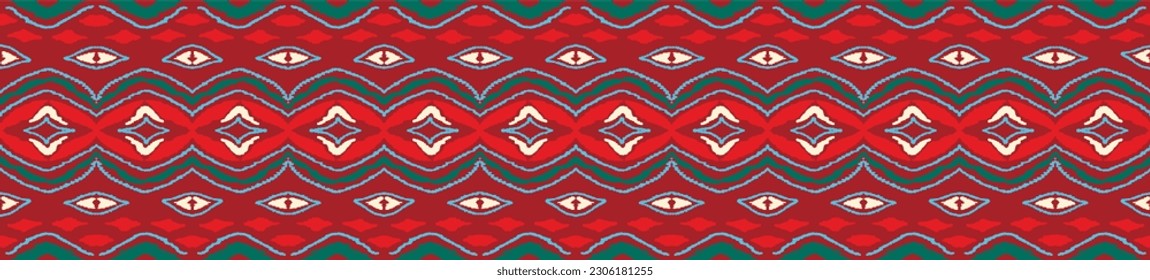Vector nordic ornament. winter scandinavian seamless pattern, border design for fashion fabric, knit, textile, cross embroidery. Norwegian background with red and blue colors