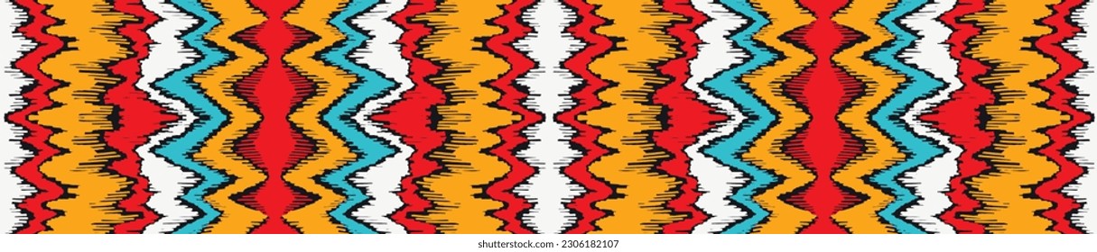 Vector nordic ornament. winter scandinavian seamless pattern, border design for fashion fabric, knit, textile, cross embroidery. Norwegian background with red and blue colors