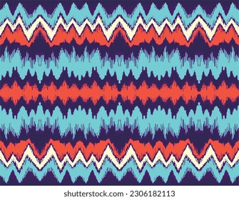 Vector nordic ornament. winter scandinavian seamless pattern, border design for fashion fabric, knit, textile, cross embroidery. Norwegian background with red and blue colors