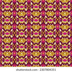 Vector nordic ornament. winter scandinavian seamless pattern, border design for fashion fabric, knit, textile, cross embroidery. Norwegian background with red and blue colors