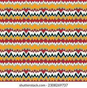 Vector nordic ornament. winter scandinavian seamless pattern, border design for fashion fabric, knit, textile, cross embroidery. Norwegian background with red and blue colors