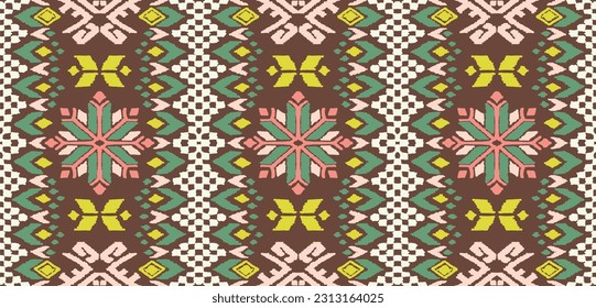 Vector nordic ornament. winter scandinavian seamless pattern, border design for fashion fabric, knit, textile, cross embroidery. Norwegian background with red and blue colors