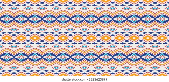 Vector nordic ornament. winter scandinavian seamless pattern, border design for fashion fabric, knit, textile, cross embroidery. Norwegian background with red and blue colors