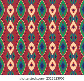 Vector nordic ornament. winter scandinavian seamless pattern, border design for fashion fabric, knit, textile, cross embroidery. Norwegian background with red and blue colors