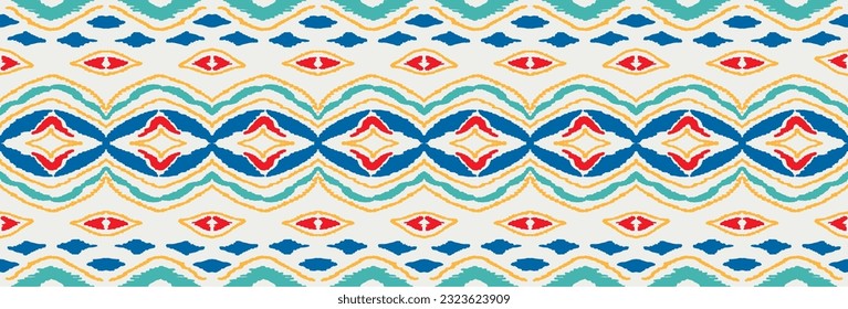 Vector nordic ornament. winter scandinavian seamless pattern, border design for fashion fabric, knit, textile, cross embroidery. Norwegian background with red and blue colors