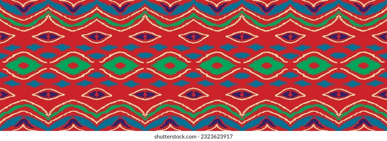Vector nordic ornament. winter scandinavian seamless pattern, border design for fashion fabric, knit, textile, cross embroidery. Norwegian background with red and blue colors