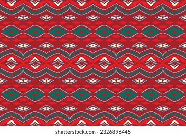 Vector nordic ornament. winter scandinavian seamless pattern, border design for fashion fabric, knit, textile, cross embroidery. Norwegian background with red and blue colors