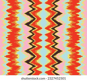 Vector nordic ornament. winter scandinavian seamless pattern, border design for fashion fabric, knit, textile, cross embroidery. Norwegian background with red and blue colors