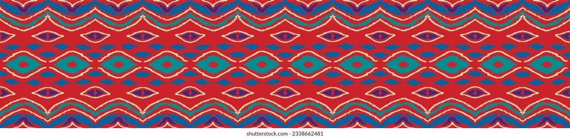Vector nordic ornament. winter scandinavian seamless pattern, border design for fashion fabric, knit, textile, cross embroidery. Norwegian background with red and blue colors
