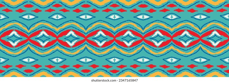 Vector nordic ornament. winter scandinavian seamless pattern, border design for fashion fabric, knit, textile, cross embroidery. Norwegian background with red and blue colors