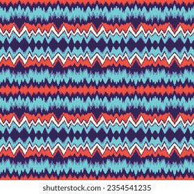 Vector nordic ornament. winter scandinavian seamless pattern, border design for fashion fabric, knit, textile, cross embroidery. Norwegian background with red and blue colors