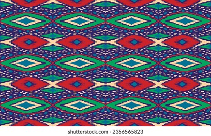 Vector nordic ornament. winter scandinavian seamless pattern, border design for fashion fabric, knit, textile, cross embroidery. Norwegian background with red and blue colors
