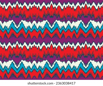 Vector nordic ornament. winter scandinavian seamless pattern, border design for fashion fabric, knit, textile, cross embroidery. Norwegian background with red and blue colors