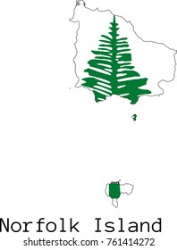 Vector Norfolk Island map silhouette, painted in colors of a national flag