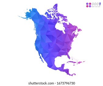 Vector North America map colorful polygon triangle mosaic with white background. style gradient.