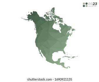 Vector of North America map green polygon triangle mosaic with white background. style gradient.