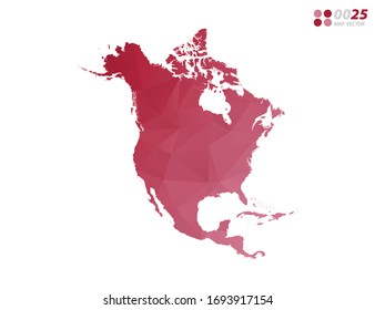 Vector of North America map red polygon triangle mosaic with white background. style gradient.