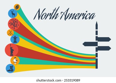 Vector north america safari. adventure travel tourism. Flat graphics eps10 